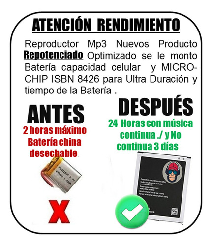 Imagen 3 de 7 de Reproductor Mp3 + 4gb Con Bateria De Larga Duracion !