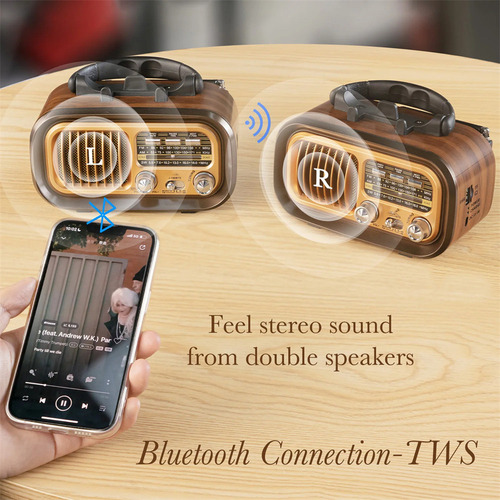W Radio Bluetooth Multifunción Portátil Solar Vintage