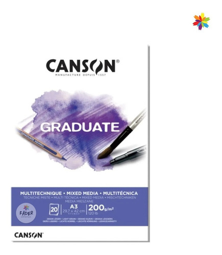 Block Canson Graduate Mix Media A3 200g 20h
