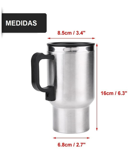 Vaso Taza Termo Electrico Portatil Para Auto Acero Inox 12v