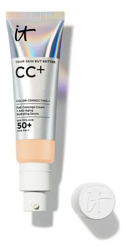 It Cosmetics CC Cream con Protector Solar FPS 50+ - Base de Maquillaje Correctora de Cobertura Completa, 7 en 1 con Suero Hidratante, Vitamina E y Niacinamida, 32 ml, Light