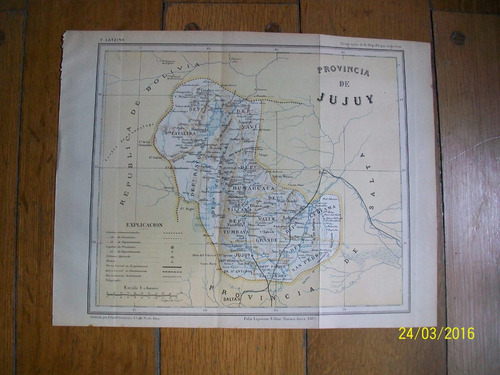 Mapa Provincia De Jujuy. Grabado Original De 1889