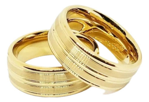 Aliança De Casamento Com Detalhes Em Ouro 18k