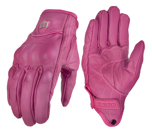 Guantes En Cuero Rosados / Cafe Racer / Royal Enfield