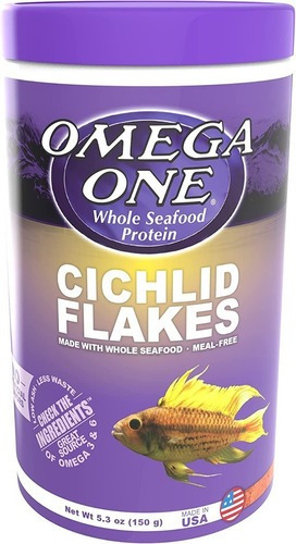 Alimento En Hojuelas Escamas Omega One Cichlid Flakes Para Peces Ciclidos En Acuarios Y Peceras En Tarro De 150gr