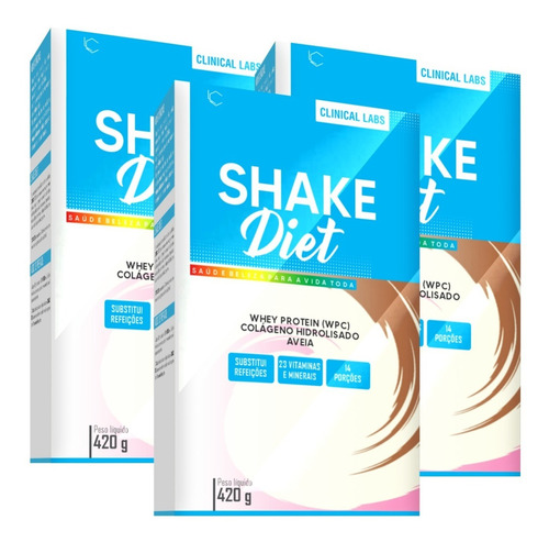 3x Substituto De Refeição - Shake Diet 420g + Colageno Hidro