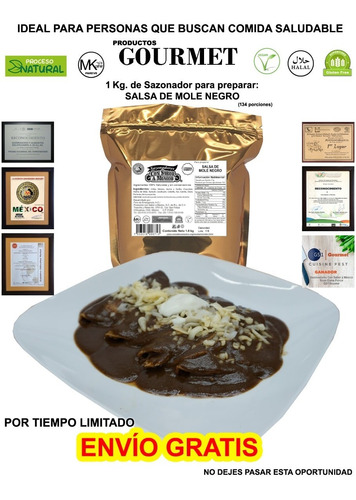 Salsa De Mole Negro Deshidratada En Polvo 1kg, 100% Natural