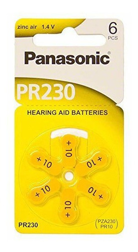 Pilas De Audiología Panasonic Pr230 Tamaño 10 1.4v X6u.