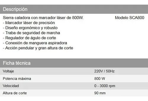 Sierra Caladora Daihatsu Sca800 Eléctrica 800w Laser