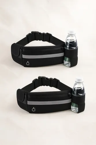 Kit 2 Pochetes Esportiva Impermeável Celular Acessórios Academia Treino Corrida Caminhada Moderna Bolsa Transversal Cintura Moda Blogueira Marca Lemon Shark Cor Preta