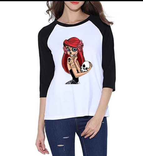 Playera Princesa Ariel Tatuada La Sirenita Catrina Gótica
