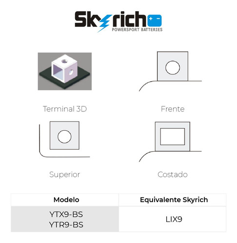 Imagen 4 de 9 de Bateria De Litio Skyrich P/ Moto Lix9 Libre Mantenimiento.