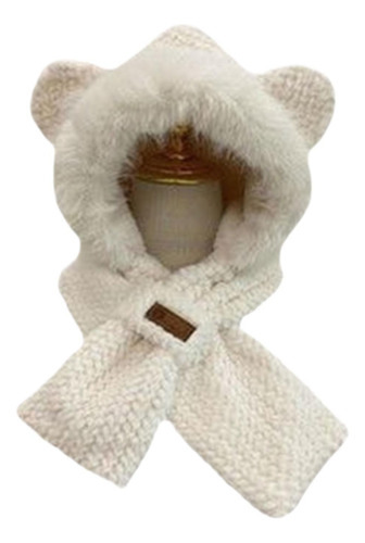 Bufanda Con Capucha De Felpa Con Orejas, Conjunto De Gorro Y