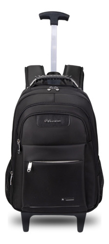 Mochila Rodinha Viagem Notebook Escolar Impermeavel Unissex Cor Preto