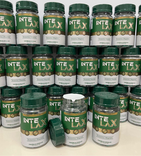 Suplemento Tratamento Natural INTELAX Auxilia Funcionamento Intestino Preso Ressecado Inflamado Gases Abdominais Regula Desinflama Indigestão Desintoxica Prebiótico Probiótico Fibras 60cáps Sem Sabor