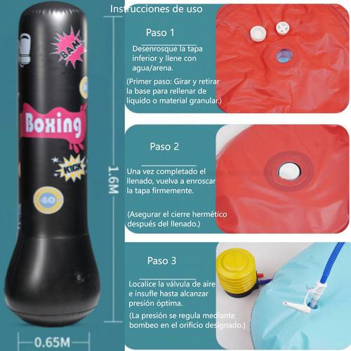 160cm Saco Bolsa De Boxeo Inflable Con Guantes For Niños