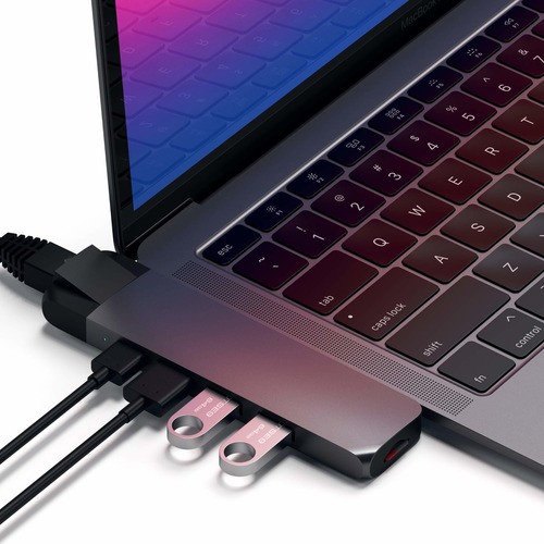 Adaptador Hub De Aluminio Tipo C Pro Con Ethernet 4k H...