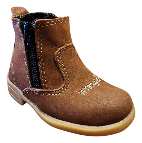 Botina Infantil Bordada Wrangler Com Ziper Couro