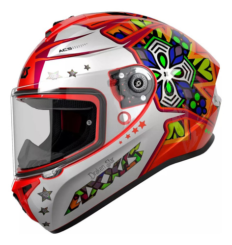 Casco Integral Axxis Draken Star C5 Fluor Rojo