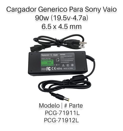 Cargador Generico Para Sony Vaio 90w (6.5*4.5mm)