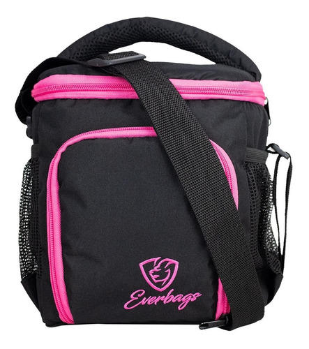 Bolsa Térmica Fitness Marmita Lancheira Academia Preto Rosa