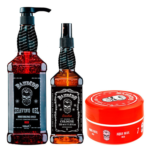 Pack 3 Barber Red Bandido Afeitado Peinado 