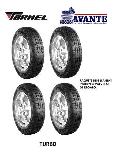 Llanta 175/70r13 Tornel Turbo 82t Blk ( Paq. 4 )