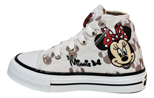 Tenis Botin De Tela Para Niña Minnie Mouse Con Agujetas
