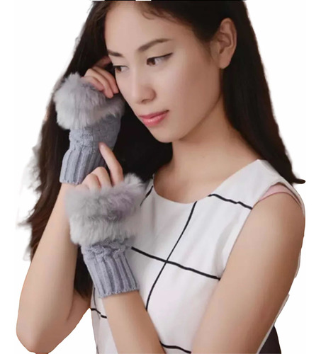 En Stock Abfa Shop Guantes Mitones Kawaii Peluche Gris Claro