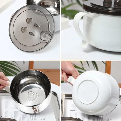 Cuenco De Ramen De Acero Inoxidable Con Tapa, Cocina De