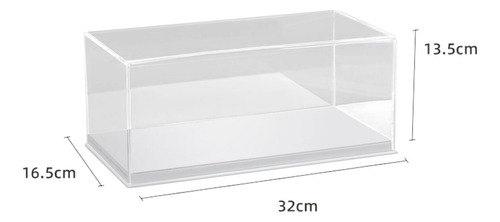 Vitrine Acrílica Transparente, Decorativa, Base Branca