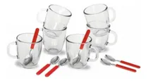 Comprar X6 Jarros Tazas Vidrio Mug + 6 Cucharitas Te 370ml Carol Color Transparente