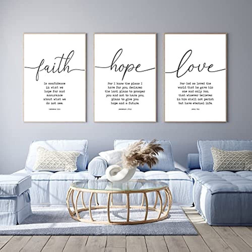 Faith Hope And Love Bible Verses 3 Piece Canvas Wall Art Dec