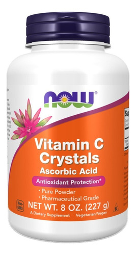 Vitamin C Crystals 227g - Now Sports Sabor Natural