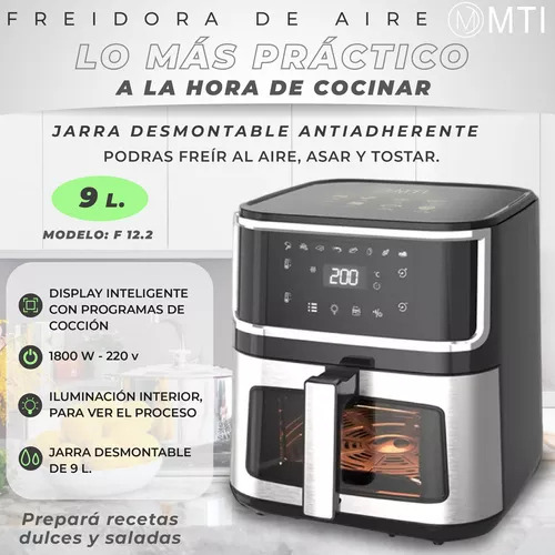 Freidora De Aire Mti Air Fryer Sin Aceite 9l 1800w Saludable