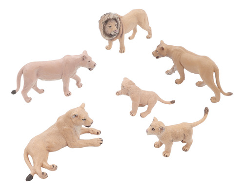 Juego De Modelos De Leones De 6 Piezas Mini Estatua Animales