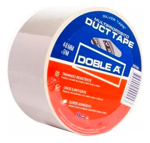 Cinta Duct Tape Multipropósito 48mm X 9m Blanco Doble A
