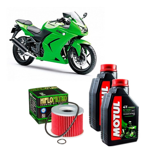 Kit Service Aceite + Filtro + Oring Kawasaki Ninja 250 Fas