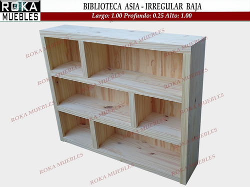 Imagen 2 de 4 de Biblioteca Asia Baja Irregular Pino 100x25x100