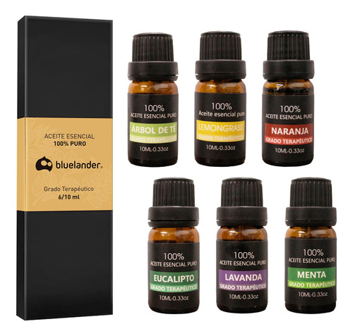 Kit De 6 Aceites Esenciales Para Difusor Aromaterapia 10 Ml