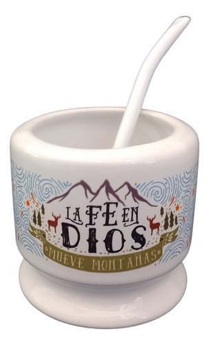 Mate De Cerámica - La Fe En Dios - Regalería Cristiana 