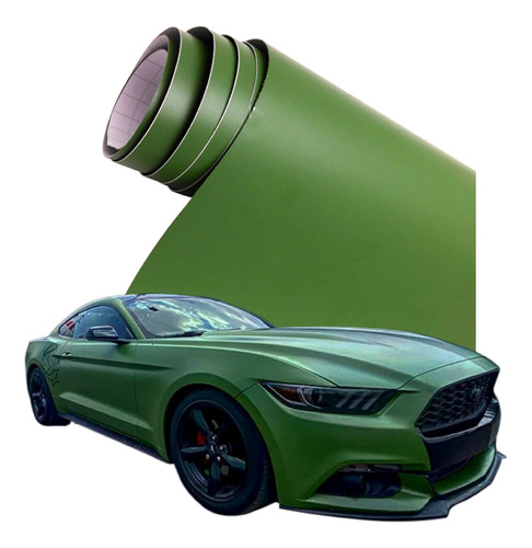 Rollo Vinil Verde Militar Mate Autoelite Car Wraps F. 28 Mts