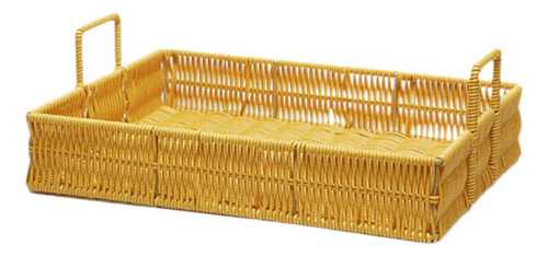 Bandeja Tejida Para Servir, Cesta Tejida, Cesta Amarillo