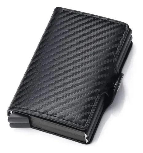 Billetera Smart Tarjetero Anti Robo Rfid Color Negro Negro Fibra Carbono