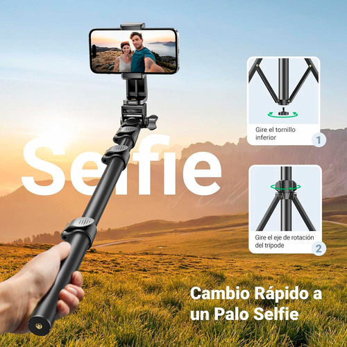 Tripode Ugreen Selfi Stick Remoto Bluetooth Negro 15609