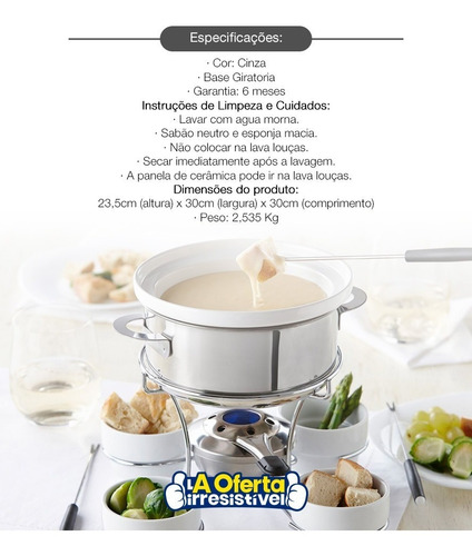 Imagem 5 de 7 de Conjunto De Fondue Em Inox 20 Peças Com Base Giratória Loi