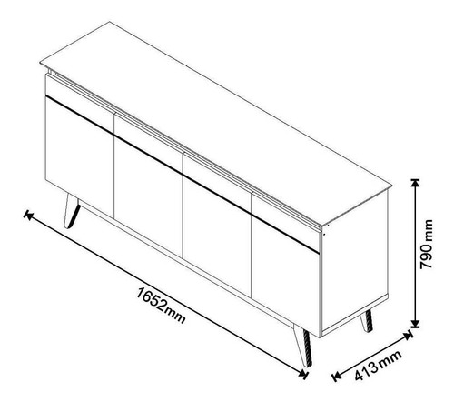 Imagem 9 de 9 de Conjunto Rack 3g 2.2 Branco + Buffet Classic 4 Portas Branco