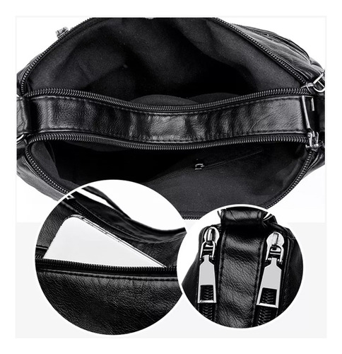 Bolso Bandolera De Mujer De Piel Lisa Con MĂșltiples Bolsillo