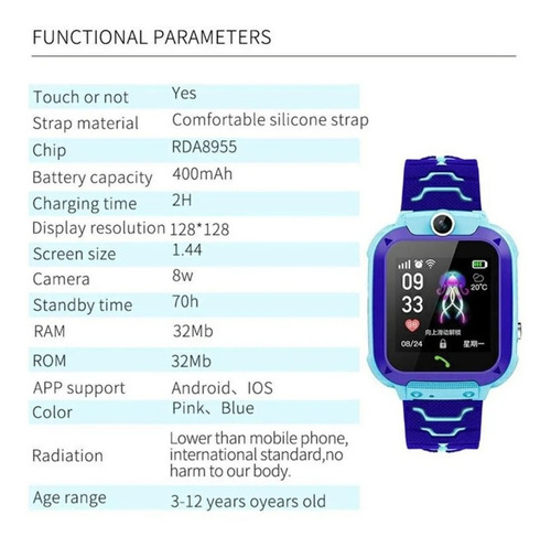 Imagen 4 de 6 de Reloj Inteligente Niños Q12 Chip Gps Android Ios // Rosado