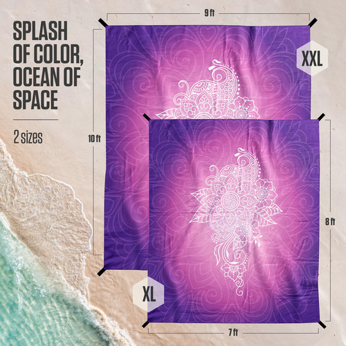 Manta De Playa Venture 4th Mandala Morado Xl 7 X 8 Pies Mandala Morado